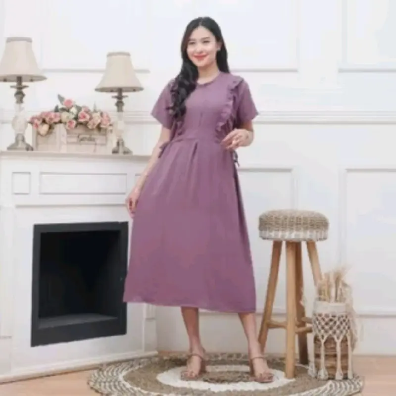 Paket Usaha 100 Ribu Dapat 3 PCS Daster Cringkel Busui Daster polos Terbaru kekinian Daster Dewasa kancing Dress Crinkle Airflow Wanita Panjang bunga Samping Midi dessy 1