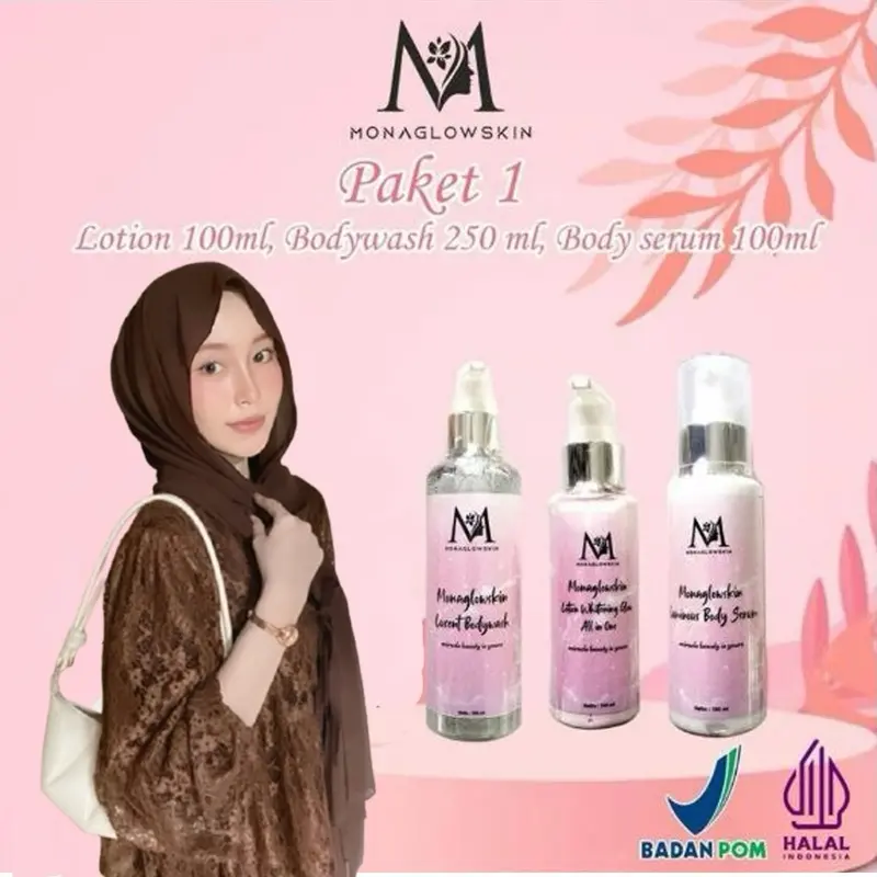 Monaglowskin Paket 1 (Lotion 100 ml, Bodyserum 100 ml, & Bodywash 250 ml) hembodi skin body glow