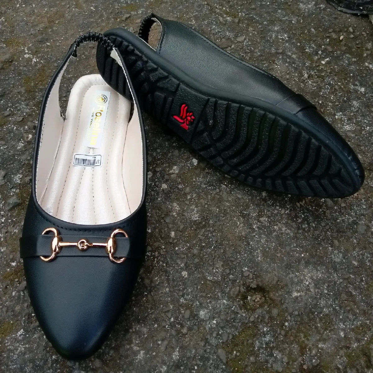 SS SEPATU WANITA FLATSHOES - FLATSHOES WANITA EMPUK SOL KARET KERJA WARNA HITAM