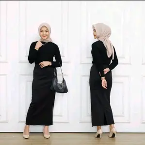Rok Kantor Scuba Premium // Rok Span untuk Wanita Muslim // Bawahan Casual Hitam Dewasa Panjang Kerja
