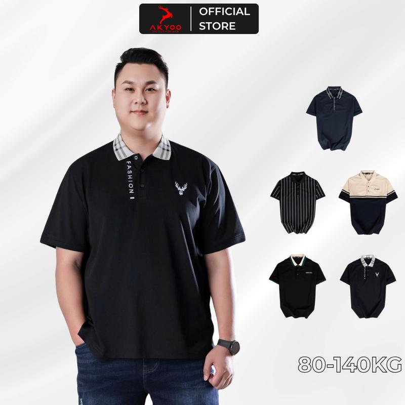 Áo Polo Big Size Nam 80-140kg AKYOO, vải cotton thoáng mát, thấm hút mồ  hôi, co giãn 4 chiều - PL KE THAN - PL D VIEN - PL P KEM - PL V XANH - PL CO SOC