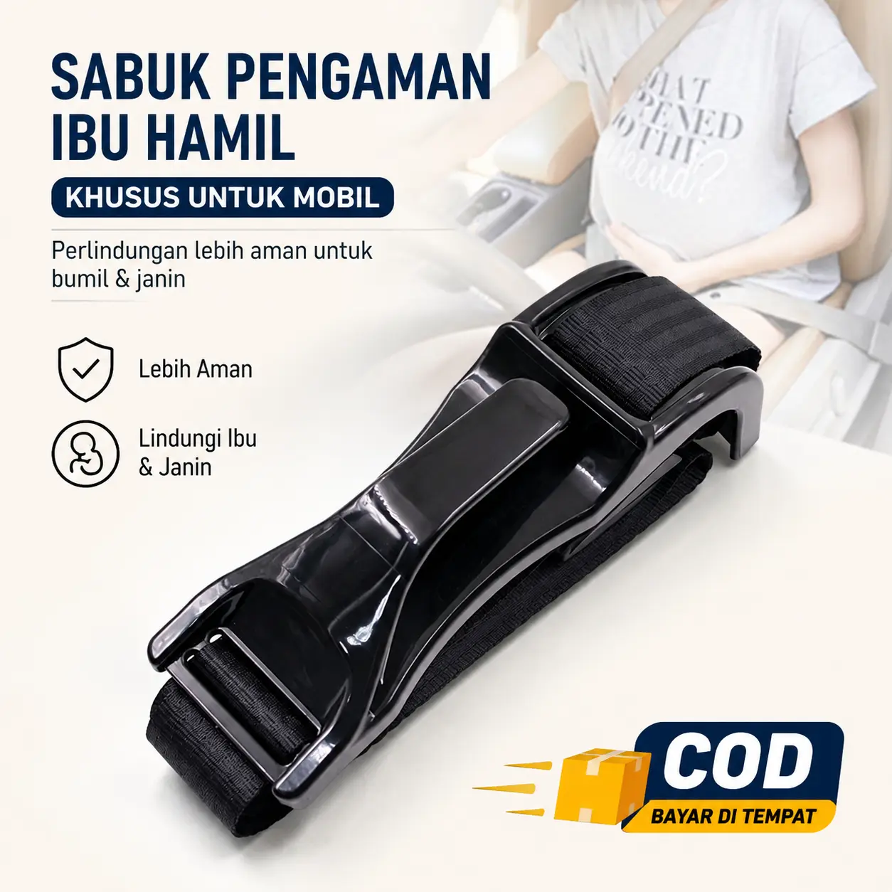 Sabuk Pengaman Ibu Hamil Penyesuai Seatbelt Mobil Adjuster Klip Hitam Bahan ABS Nilon Tebal Mencegah Tekanan Perut Nyaman Aman Pelindung Perjalanan Praktis Mudah Dipasang Khusus Untuk Wanita Hamil Ibu Hamil Bumil Dan Ibu Menyusui