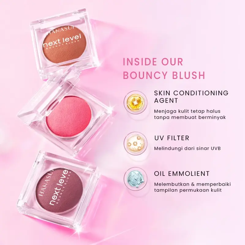 Hanasui Next Level Bouncy Blush - Super Bouncy Blush Long Lasting Blendable Easy To Use Powder Blush 5