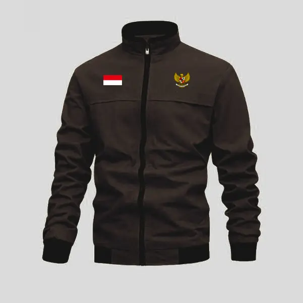 Jaket pria eleganter timnas Bordir Kain Simple Panjang 5