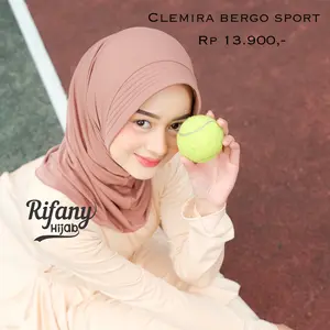 RIFANYHIJAB Clemira Bergo Sport Wanita Jilbab Pink Muslim Instan Kerudung Sekolah Sporty