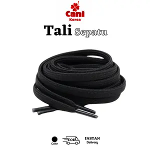 【 PROMO GAJIAN 】CANIKOREA Tali Sepatu Pipih & Bulat Warna Hitam Panjang 1 Meter K-TALI