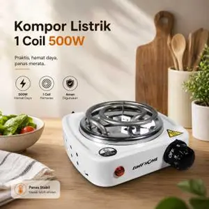 Kompor Listrik 1 Tungku Mini Portable Coil Hot Plate 500W -Silver