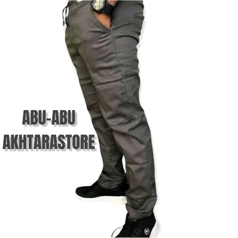 Celana Chinos Jumbo Pinggang Karet Panjang Pria Chino RIP Katun Melar Bahan Kain Chino Stretch Twil Diamond Celana Casual Dewasa 4