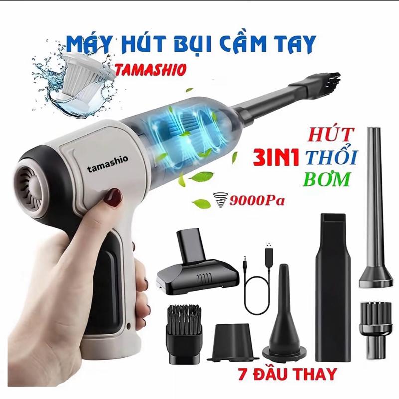 Máy hút bụi cầm tay mini 7 đầu phụ kiện hút giường nệm, sofa, bàn thờ, ô tô Máy hút bụi không dây