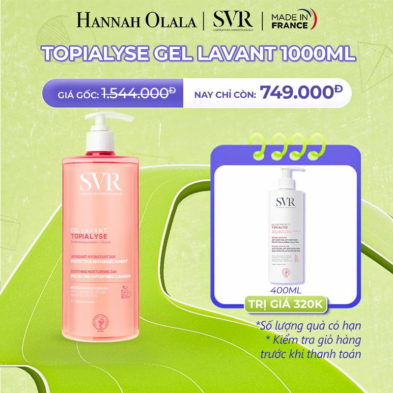 SVR x Hannah Olala Gel làm sạch dùng cho da nhạy cảm, da khô và viêm da cơ địa SVR TOPIALYSE Gel Lavant 1000ml
