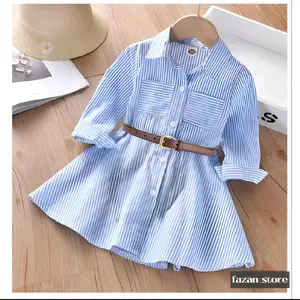 DRESS ANAK PEREMPUAN 1-12 TAHUN MORRI DRESS KOREAN STYLE FREE SABUK BELT BAJU SALUR ANAK CEWE BAHAN KATUN PREMIUM