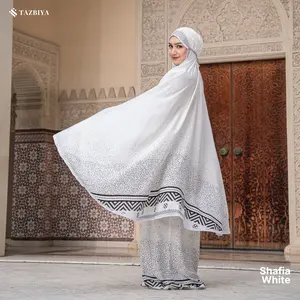 Tazbiya Shafia Series Mukena Sajadah 2in1 Allsize Dewasa | Mukena Putih Motif