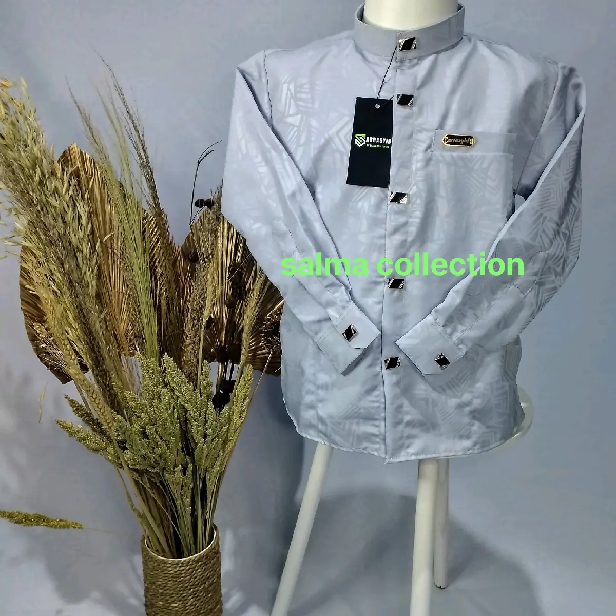 KEMEJA KOKO SULTAN ANAK USIA 1-12 TAHUN EMBOS PREMIUM MODEL TERBARU 2023 ABU SILVER Muslim Baju Panjang Nyaman