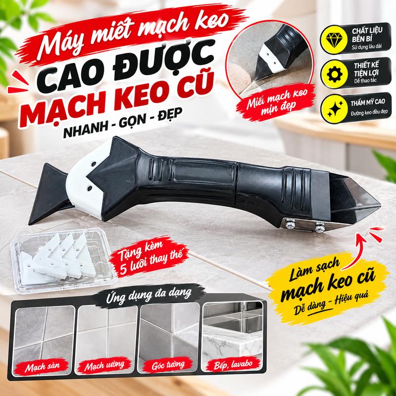 Bộ dụng cụ cạo tuốt miết keo silicone cao cấp kèm 5 đầu miết tiện lợi gdgs