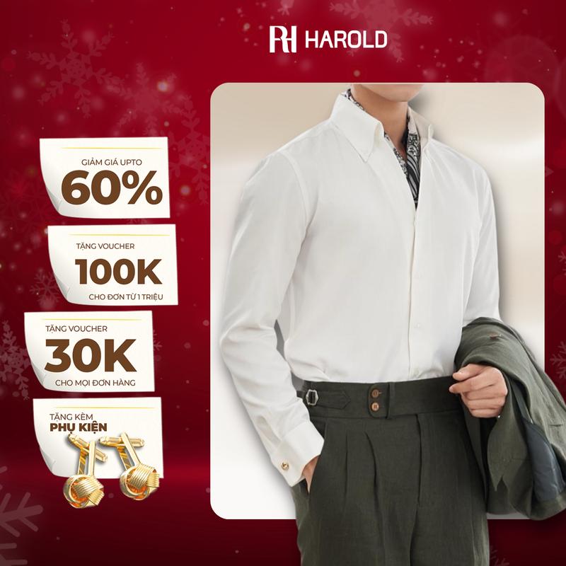 Áo Sơ Mi Dài Tay Nam Cao Cấp Harold Cổ Button Down + Cufflinks Đi Chơi Đi Tiệc Thiết Kế Sang Trọng Vải Cotton Thoáng Khí Co Giãn Chống Nhăn Thấm Hút Mồ Hôi Đứng Form Slimfit Tôn Dáng Thanh Lịch - Hàng Cao Cấp Menswear