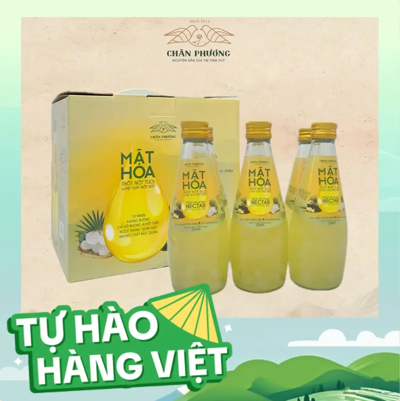 Chân Phương | Set 06 chai Mật hoa Thốt Nốt tươi với topping là thịt quả Thốt Nốt (290ml/chai) 0