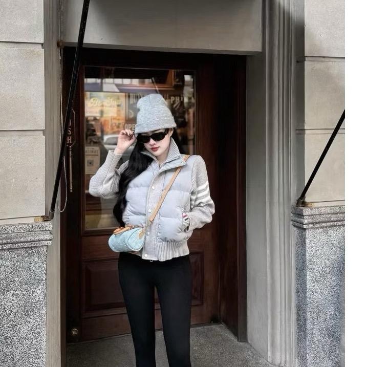 Áo phao áo phao bomber phối tay len dệt kim 3 sọc BIGSIZE áo khoác mùa đông