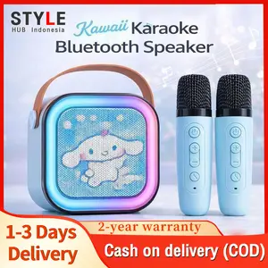 Style-[COD] Speaker Bluetooth K12 Karaoke 3D Stereo Full Bass - Set Dengan 2 Mic, Mini Portable Untuk Keluarga