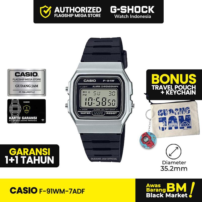 Casio General F-91WM-7ADF F-91WM F-91 F91WM F 91WM Stopwatch Kaca ...