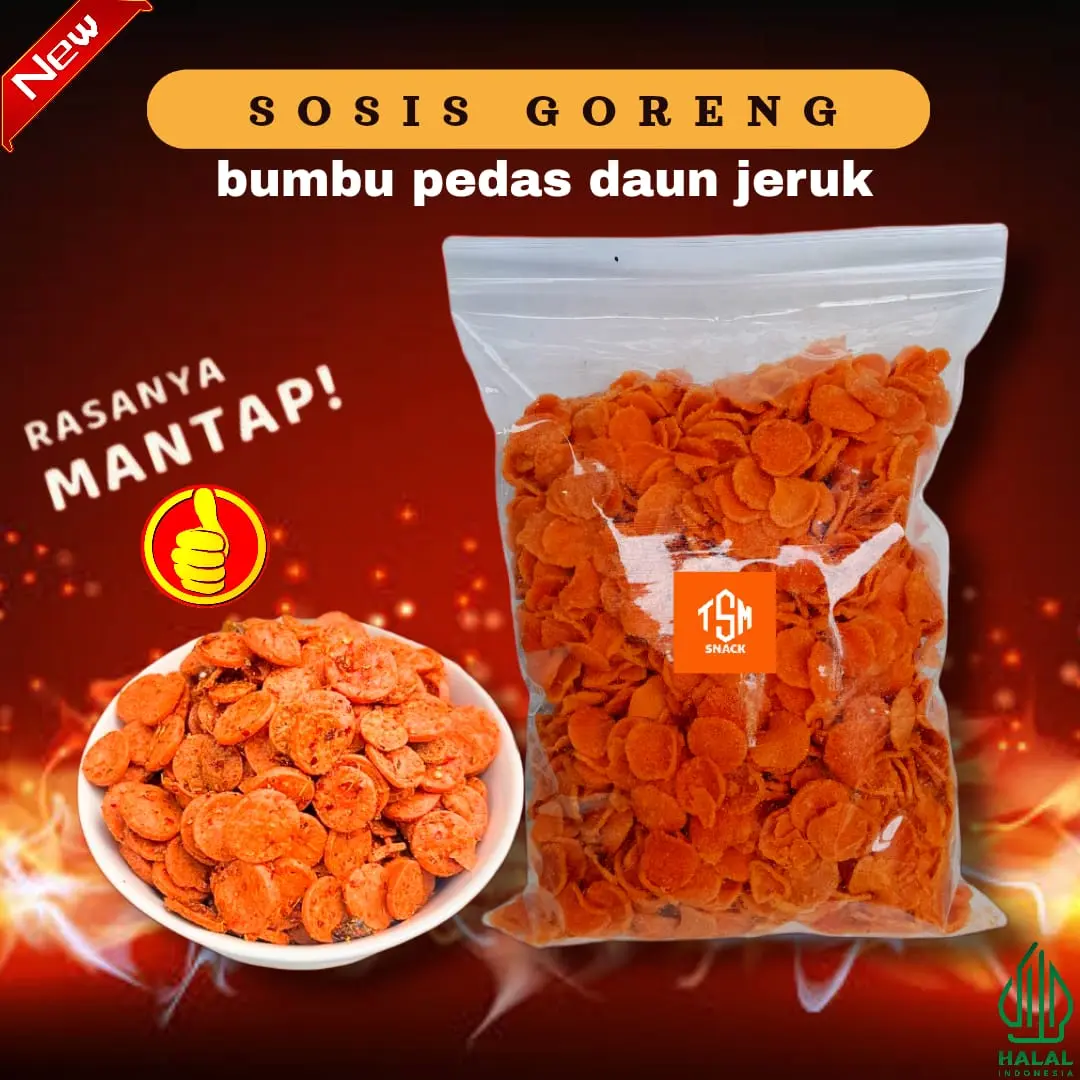 Sosis Goreng Bumbu Special Pedas Gurih - Sosreng Extra Pedas Cube Unflavored Food Frozen Seafood snack  murah Meat Ikan Fish