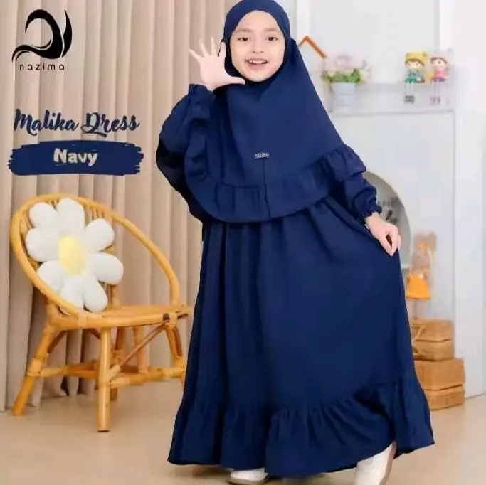 SAYANG ANAK GAMIS SYAR'I ANAK POLOS SET DENGAN HIJAB / GAMIS DELISHA ANAK SET HIJAB SYAR'I BAHAN CRINKLE AIR FLOW 4