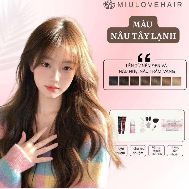 Nhuộm tóc màu nâu tây lạnh lên được từ nền đen ( không cần tẩy tóc ) Miu Hair