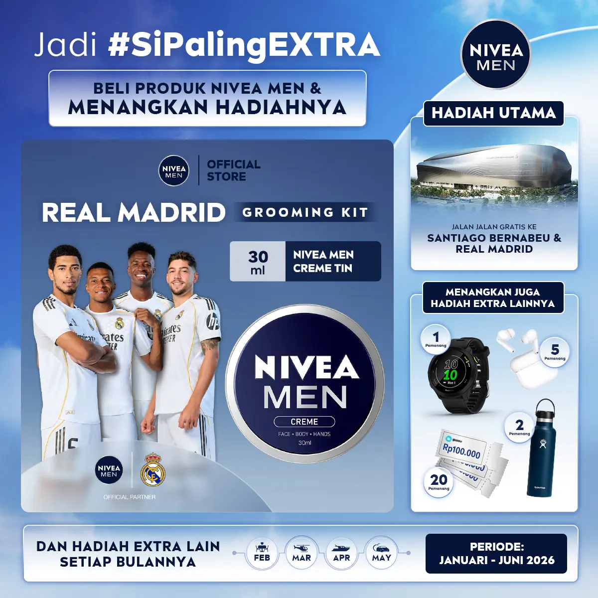 NIVEA MEN Cream Moisturizer Creme Tin 30ml - Hand body krim pria cream mositurizer multifungsi kaleng biru tua kulit kering kasar bersisik pecah-pecah sikut tumit memperbaiki skin barrier pelembab cukur wangi maskulin - Vitamin E, UVA UVB Filter