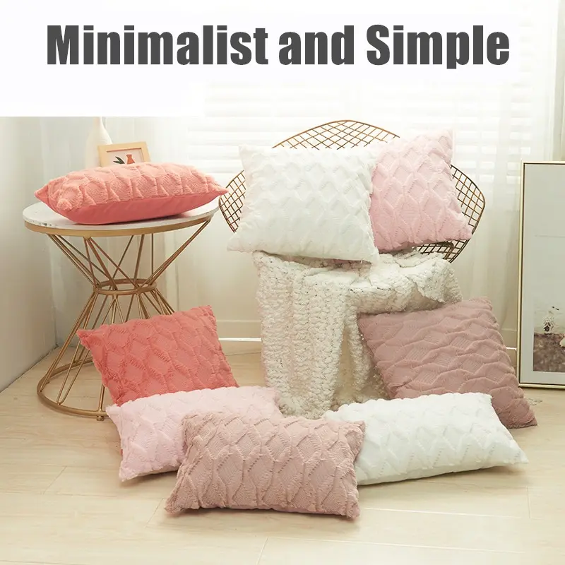 ONE Sided Cushion cover Rhombus Shape 3D Plush Solid Colour Velvet 30x50/40x40/45x45/50x50cm