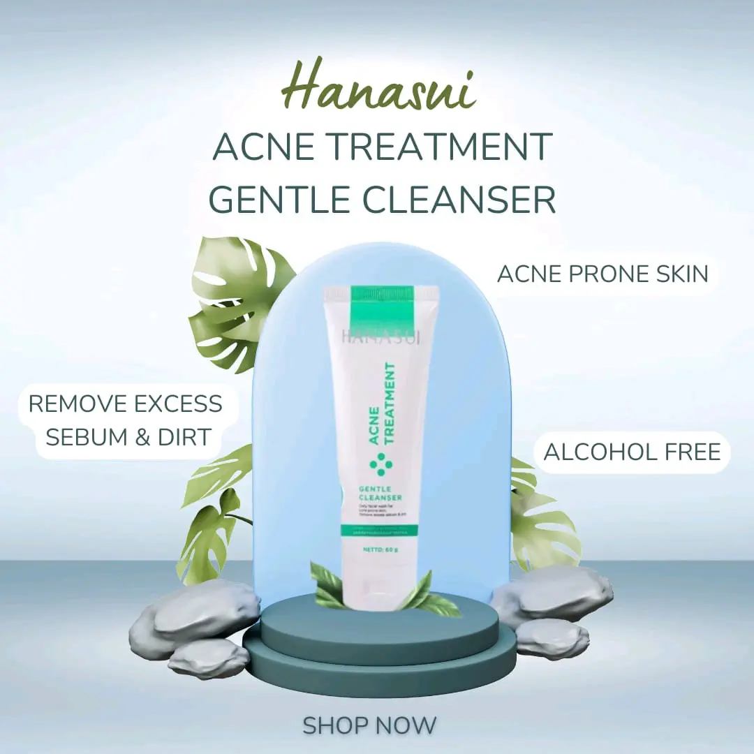 Perawatan Jerawat Hanasui Pembersih Lembut untuk Wajah - Cleansing, Mencerahkan, Facial, Muka, Kering, Berminyak, Acid