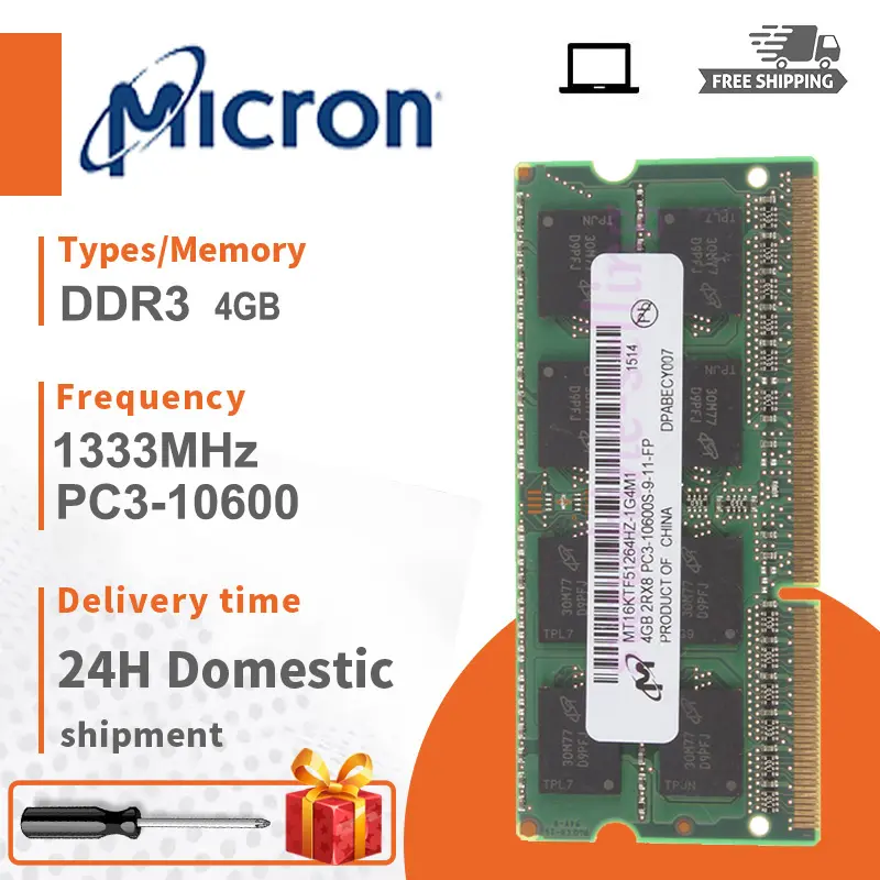 [Ready Stock]1PCS Micron 4GB DDR3 1333Mhz SO-DIMM 1.5V RAM 2Rx8 PC3-10600 Laptop Memory module