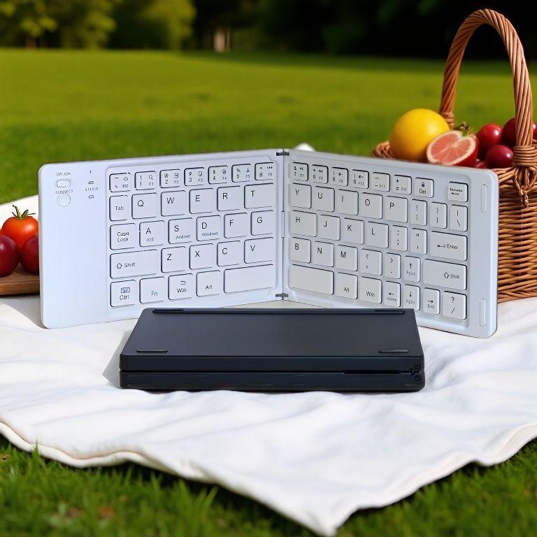 Bàn phím Bluetooth rời gấp gọn tương thích Windows, Mac, iOS và Android kết nối điện thoại, laptop, máy tính bảng
