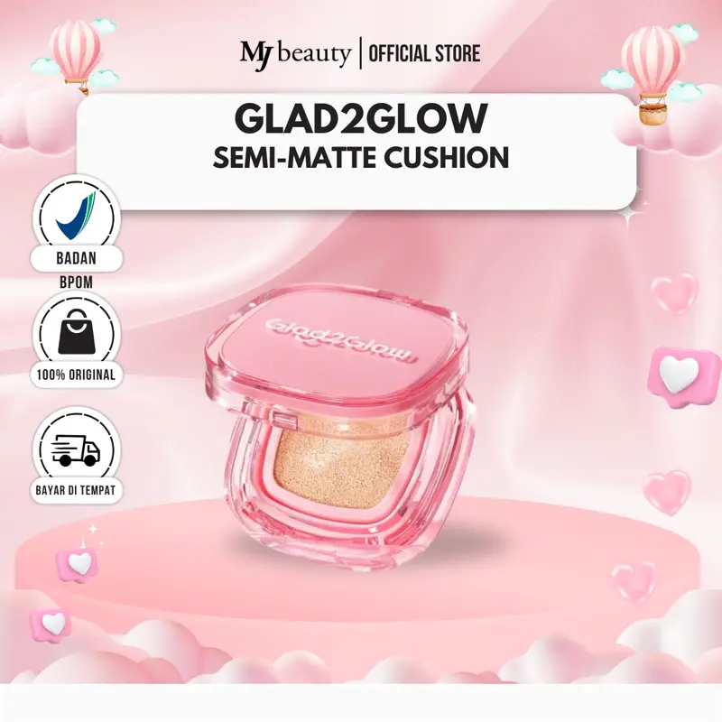 ✨MJ 100% ORI✨ Glad2Glow Perfect Cover Cushion 11g 5 Shades Matte Finish Make Up BB Cream CC Cream Bedak Foundation - 04 Ginger glad2glow  buttercream Extract Vitamin kusen  g2g 0