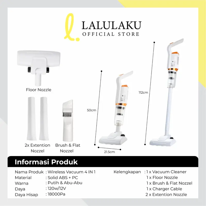 La Natuna Vacuum Cleaner 5in1 Kapasitas 1.5 Liter 8500Pa Portable Mini Penyedot Debu 120W Rechargeable vacuum tanpa kabel 7