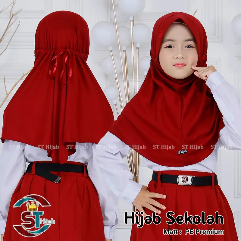 Hijab Sekolah Instan SD SMP SMA Pita Tertutup Bahan Kaos PE Premium 4
