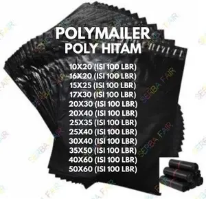 Polymailer Hitam Amplop Lem Seal / Plastik Packing Online isi 100 / Kualitas Medium