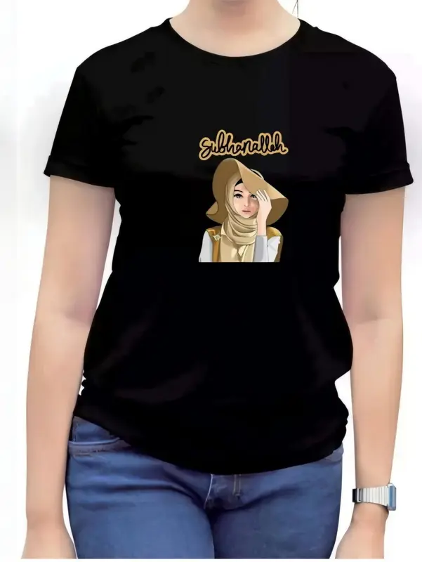 Kaos Bahan TC Baju wanita / Dewasa Size M L XL XXL Atasan Pendek Oblong Katun Tee / SUBHANALLAH Distro Tshirt Basic Cewek Santai 5