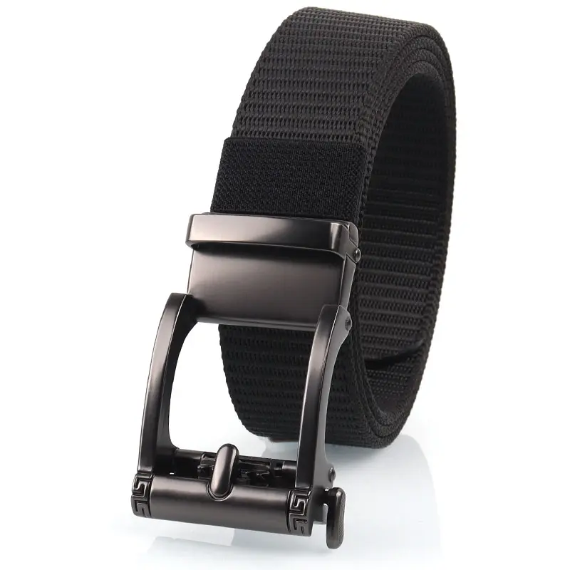 Men&#39;s canvas belt smooth automatic buckle belt youth versatile braided simple business student military training pants belt