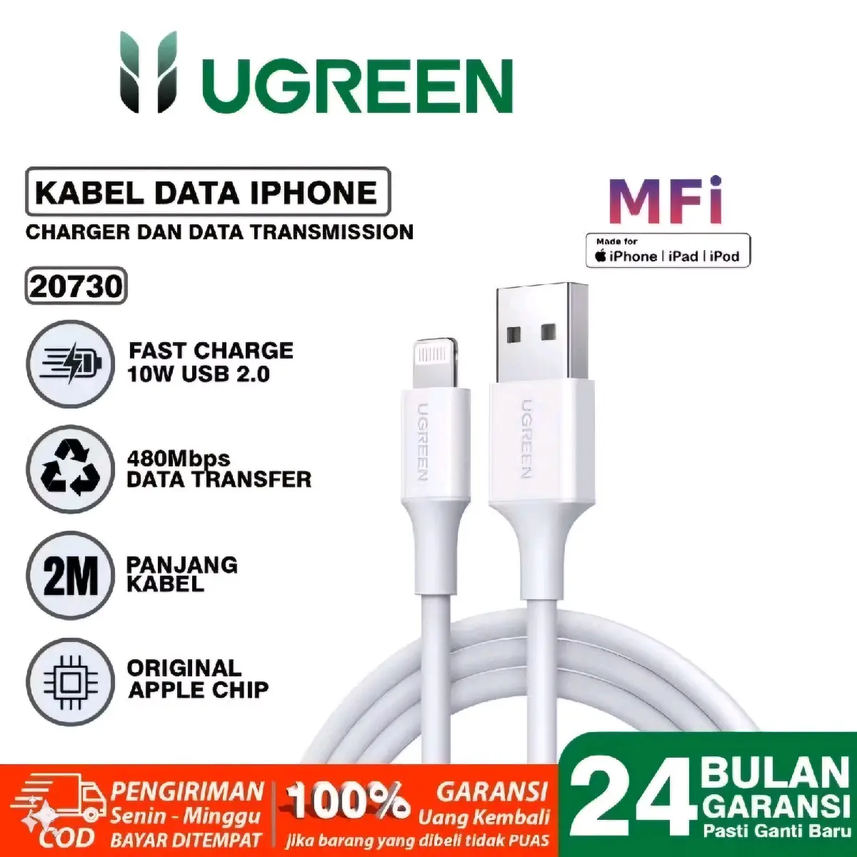 KABEL IPHONE PVC 2M