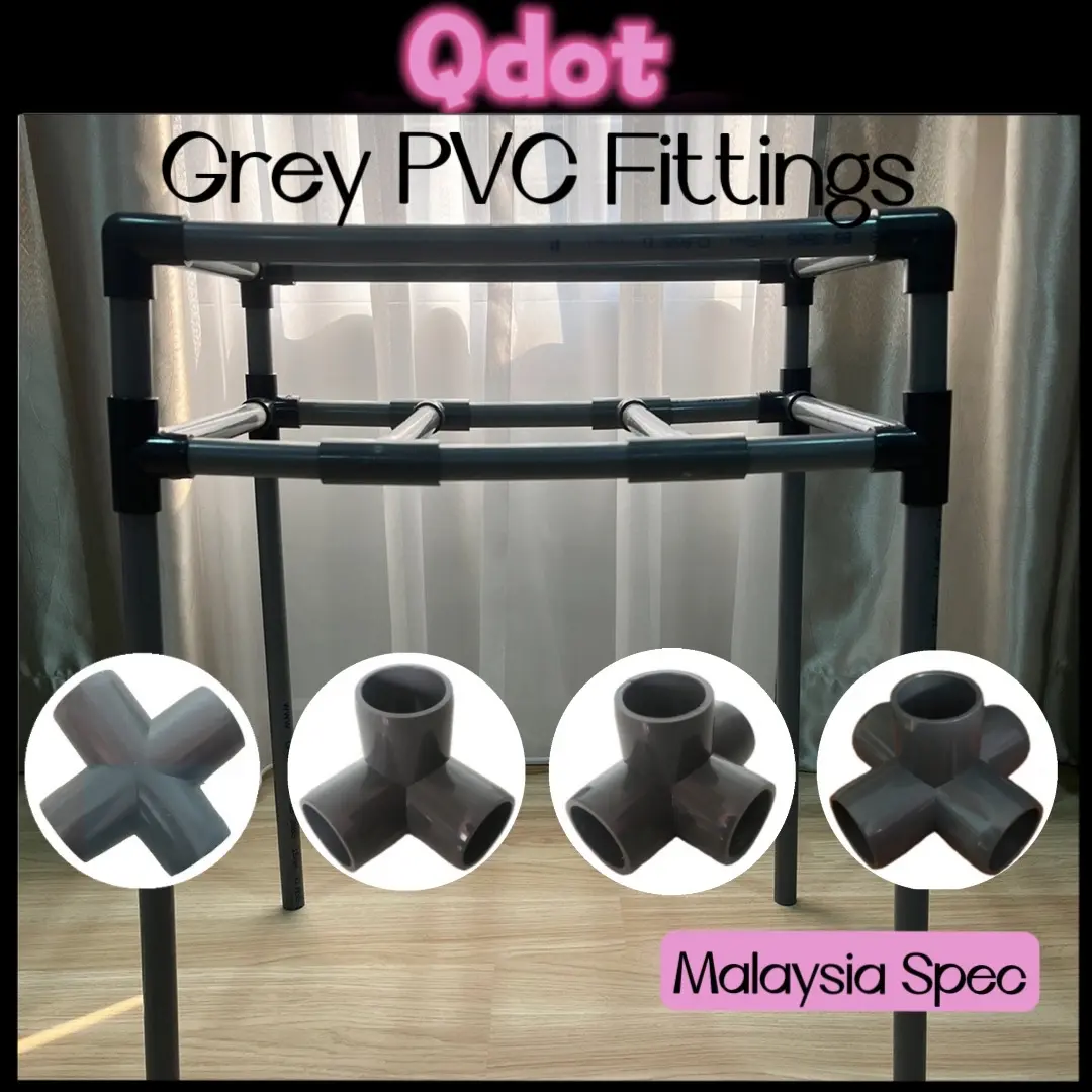 Qdot PVC Pipe Fitting Connector Joint Penyambung Paip For PVC Grey Pipe Paip Kelabu Air 3 4 5 Way Elbow Tee Socket