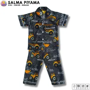 Salma Collection Setelan Piyama Anak Baju Tidur Kancing MOTIF WROOM Uniseks Nyaman & Aman untuk Laki-laki & Perempuan 1-18 Tahun