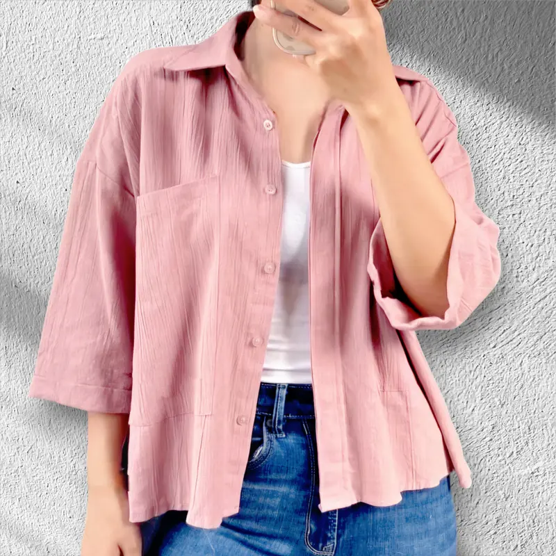 Baju Kemeja Oversize Sakila Atasan Wanita Hijab Muslimah Casual Shakila,Top,Dewasa Cod 0