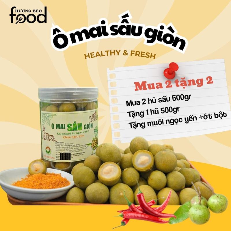 [Có hạt] Sấu giòn chua ngọt Hương béo food Mua 2 hộp 500gr Tặng 1 hộp 500gr ,Tặng muối ngọc yến