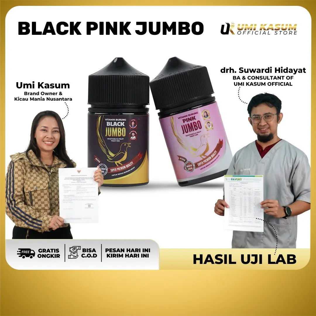 NEW Vitamin Black Pink Jumbo Umi Kasum | Untuk Imunitas dan Penambah Power Semua Burung Kicau