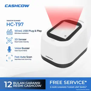 CASHCOW HC-T97 – Scanner Payment Box 2D/Qris Desktop USB, Auto-Sensing, Scan Layar, Plug&Play