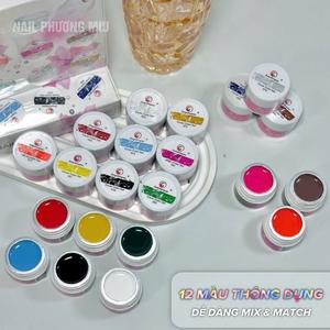 Set Gel Vẽ Nổi FENGSHANGMEI HULIAN 12 Màu Siêu Đặc Làm Nail 8ml/Hũ Không Vón Cục, Dễ Gel Vẽ Họa Tiết Nổi Cho Móng Sơn Gel Nữ Women