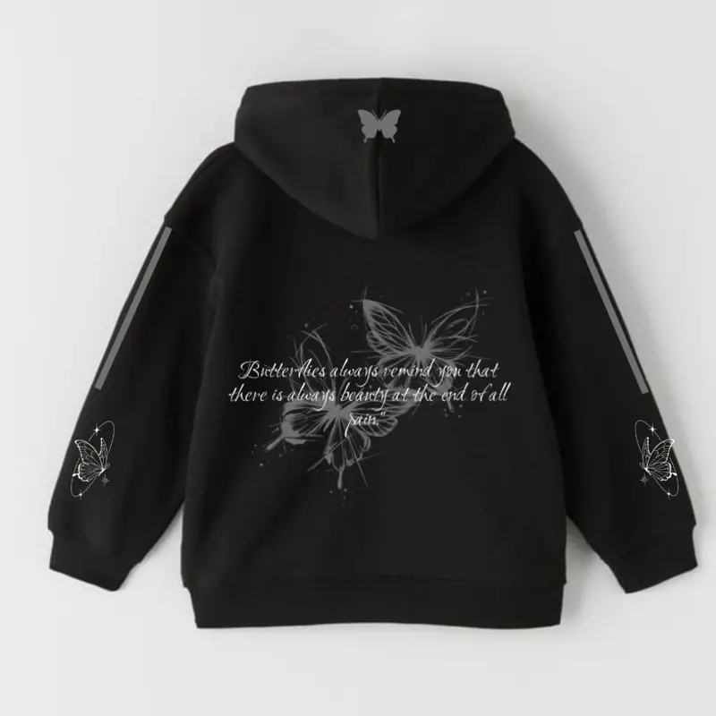 Hoodie Boxy Butterfly | Hoodie boxy nyala sablon foam + reflektif Fit Fleece Tebal Nyaman
