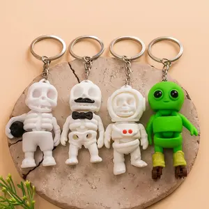 Gantungan Kunci Articulated Alien Tengkorak Dan Tiny Moai keychain