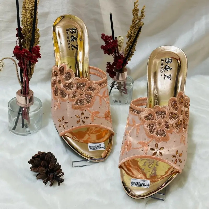 Sendal High Heels Wanita Pesta KP-02 Realpick100% Asli - Hak 5cm, Open Toe, Sol Karet Nonslip, Bahan Sintetis dan Gliter, Size 37-42 Shoes Sandal