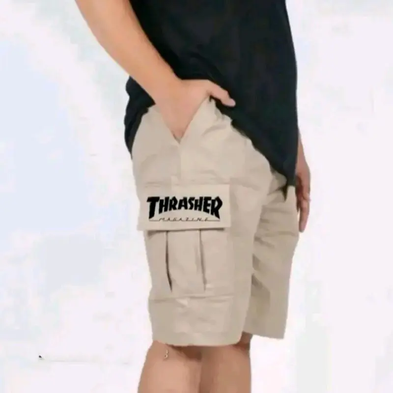 CARGO PANTS Distro Bordir Thrasher Model Pinggang Reff Style Holigan Celana Hitam Tebal 1