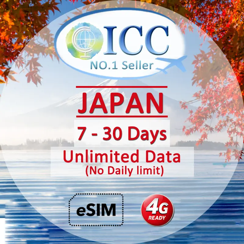 ICC Travel SIM- Japan 7-30 Days Unlimited Data (IIJ)- Travel SIM Voucher